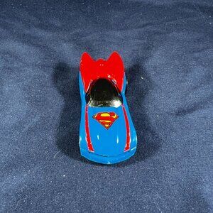 Superman Hot Wheels Die-Cast Toy Car Blue & Red Mattel 2012 Collectible Kids & A
